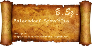 Baiersdorf Szavéta névjegykártya